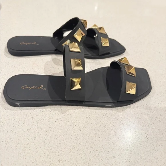 TALULAH Black Sandals with Gold Accents - Picture 5 of 5